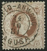ÖSTERREICH 41II O, 1867, 50 Kr. Braun, Feiner Druck, K2 Geld-Anweisung Ragusa, Pracht, Mi. 180.- - Used Stamps