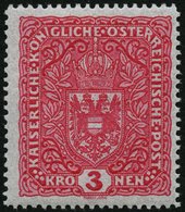 ÖSTERREICH 205I *, 1917, 3 Kr. Dunkellilarot, Type I, Falzrest, Pracht, Mi. 60.- - Used Stamps