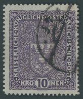 ÖSTERREICH 1867-1918 207Iz O, 1017, 10 Kr. Schwärzlichbraunviolett, Type I, Graues Papier, Postfrisch, Pracht, Mi. 140.- - Usati