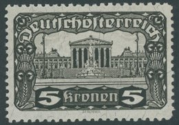ÖSTERREICH 1918-1938 288C **, 1920, 5 Kr. Braunschwarz, Gezähnt L 111/2:121/2, Postfrisch, Pracht, Mi. 200.- - Other & Unclassified
