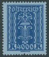 ÖSTERREICH 1918-1938 397vL **, 2924, 4000 Kr. Violettultramarin Auf Hellgrünlichblau Mit Unten Versetztem Zahnloch, Post - Other & Unclassified