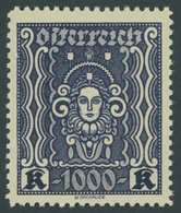 ÖSTERREICH 1918-1938 404B **, 1922, 1000 Kr. Schwarzblauviolett, Gezähnt L 111/2, Postfrisch, Pracht, Mi. 600.- - Andere & Zonder Classificatie