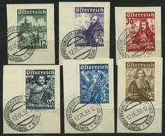 ÖSTERREICH 557-62 BrfStk, 1933, Katholikentag, Sonderstempel, Prachtsatz Auf Briefstücken - Andere & Zonder Classificatie