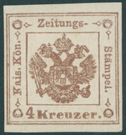 VERRECHNUNGSMARKEN Z 4 **, 1858, 4 Kr. Braun, Postfrisches Kabinettstück, R! U.a. Fotoattest Bazant - Newspapers