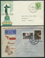 SONDERFLÜGE 31.3.1965, Erstflug SYDNEY-WIEN Und 6.4.1965, Erstflug WIEN-KARACHI-(SYDNEY), 2 Prachtbelege - Sonstige & Ohne Zuordnung