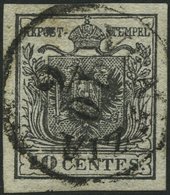 LOMBARDEI UND VENETIEN 2Xa O, 1850, 10 C. Schwarz, Handpapier, K1 VENEZIA, Pracht - Lombardy-Venetia