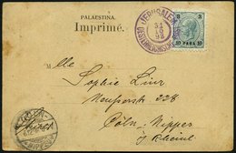 POST IN DER LEVANTE 21 BRIEF, 1898, 10 Pa. Auf 3 Kr. Blaugrün/schwarz, Ansichtskarte Von JERUSALEM Nach Köln, Feinst - Levant Autrichien