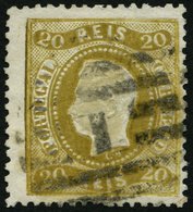 PORTUGAL 27 O, 1869, 20 R. Olivbraun, Nummernstempel 1, üblich Gezähnt Pracht, Mi. 150.- - Used Stamps