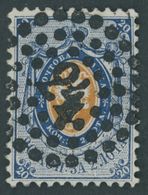 RUSSLAND 6 O, 1858, 20 K. Dunkelblau/gelborange, Nummernstempel 24, Pracht, Mi. 150.- - Other & Unclassified