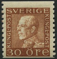 SCHWEDEN 188II *, 1934, 30 Ö. Braun, Auf Weißem Papier, Falzrest, Pracht, Facit 1500.- Skr. - ... - 1855 Vorphilatelie