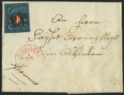 SCHWEIZ BUNDESPOST 7II BRIEF, 1851, 5 Rp. Schwarz/zinnoberrot Auf Blau, Ohne Kreuzeinfassung, Type 28, Kleiner Prachtbri - 1843-1852 Timbres Cantonaux Et  Fédéraux