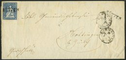 SCHWEIZ BUNDESPOST 14IIBym BRIEF, 1860, 10 Rp. Lebhaftblau, Berner Druck III, (Zst. 23G), Dreiseitig Vollrandig Auf Prac - 1843-1852 Federale & Kantonnale Postzegels