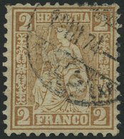 SCHWEIZ BUNDESPOST 29b O, 1867, 2 C. Rotbraun, Feinst (Eckzahnbug), Mi. 240.- - 1843-1852 Federal & Cantonal Stamps