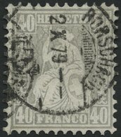 SCHWEIZ BUNDESPOST 34 O, 1878, 40 C. Grau Mit Abart Kontrolllzeichen äusserst Schwach Eingeprägt, Stempel RORSCHACH, Pra - 1843-1852 Federal & Cantonal Stamps