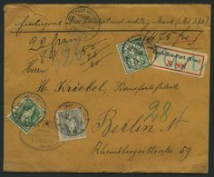 SCHWEIZ BUNDESPOST 61,69C,84 BRIEF, 1900, 40 C., 50 C. Und 5 C. Auf Geldbrief Von Trait-Bon-Port Nach Berlin, Pacht - 1843-1852 Federale & Kantonnale Postzegels