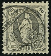 SCHWEIZ BUNDESPOST 91D O, 1907, 40 C. Grau, Gezähnt K 111/2:12, Faserpapier, Pracht, Mi. 65.- - 1843-1852 Timbres Cantonaux Et  Fédéraux