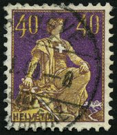 SCHWEIZ BUNDESPOST 101 O, 1908, 40 C. Dunkelpurpur/chromgelb, üblich Gezähnt Pracht, Mi. 110.- - 1843-1852 Timbres Cantonaux Et  Fédéraux