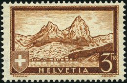 SCHWEIZ BUNDESPOST 226 *, 1931, 3 Fr. Gebirgslandschaften, Kleine Falzreste, Pracht - 1843-1852 Federal & Cantonal Stamps