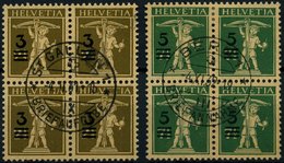 SCHWEIZ BUNDESPOST 239/40 VB O, 1930, Tellknabe In Zentrisch Gestempelten Viererblocks, Pracht - 1843-1852 Timbres Cantonaux Et  Fédéraux