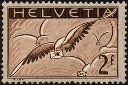 SCHWEIZ BUNDESPOST 245x *, 1930, 2 Fr. Brieftaube, Gewöhnliches Papier, Falzreste, üblich Gezähnt Pracht - 1843-1852 Timbres Cantonaux Et  Fédéraux