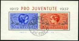 SCHWEIZ BUNDESPOST Bl. 3 O, 1937, Block Pro Juventute, Ersttagsstempel, Pracht, Gepr. Abt, Mi. 65.- - 1843-1852 Federal & Cantonal Stamps