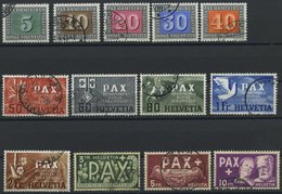 SCHWEIZ BUNDESPOST 447-59 O, 1945, PAX, Satz Feinst/Pracht, Mi. 1000.- - 1843-1852 Timbres Cantonaux Et  Fédéraux