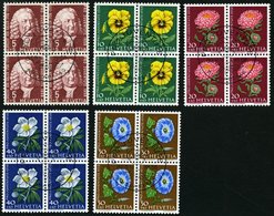 SCHWEIZ BUNDESPOST 663-67 VB O, 1958, Pro Juventute In Viererblocks Mit Zentrischen Ersttagsstempeln, Prachtsatz - 1843-1852 Kantonalmarken Und Bundesmarken