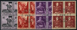 SCHWEIZ BUNDESPOST 683-86 VB O, 1958, Historische Darstellungen In Viererblocks Mit Zentrischen Ersttagsstempeln, Pracht - 1843-1852 Federale & Kantonnale Postzegels