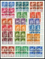 SCHWEIZ BUNDESPOST 696-713x VB O, 1960, Postgeschichtliche Motive Und Baudenkmäler, Normales Papier, In Viererblocks Mit - 1843-1852 Kantonalmarken Und Bundesmarken