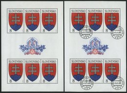 SLOWAKEI 162KB **,o , 1993, 8 Kcs. Wappen Im Kleinbogen, Jeweils Postfrisch Und Gestempelt, Pracht, Mi. 60.- - Andere & Zonder Classificatie