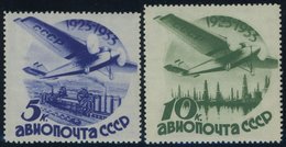 SOWJETUNION 462/3Y **, 1934, 5 Und 10 K. Luftfahrt Und Luftpost, Wz, Liegend, Postfrisch, 2 Prachtwerte, Mi. 120.- - Usados