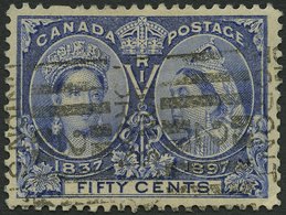 KANADA 48 O, 1897, 50 C. Ultramarin, üblich Gezähnt Pracht, Mi. 160.- - Canadá