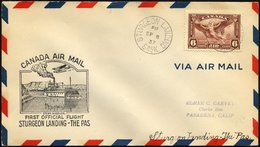KANADA 196 BRIEF, 8.9.1937, Erstflug STURGEON LANDING-THE PAS, Prachtbrief - Kanada