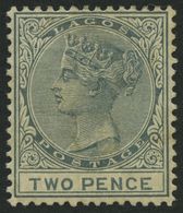 LAGOS 14 *, 1884, 2 P. Graublau, Wz. CA Einfach, Falzreste, Pracht, Mi. 95.- - Other & Unclassified