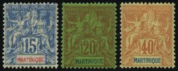 MARTINIQUE 31/2,35 *, 1892, 15, 20 Und 40 C. Kolonialallegorie, Falzrest, 3 Prachtwerte, Mi. 110.- - Andere & Zonder Classificatie