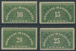 PAKETMARKEN QE 13-16 **, Scott QE 1-4, 1925, Special Handling, Postfrischer Prachtsatz, $ 54 - Paketmarken