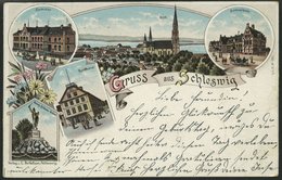 DEUTSCHLAND ETC. SCHLESWIG, Gruss Aus..., Farbige Lithokarte Mit 5 Verschiedenen Ansichten Von 1897 - Altri & Non Classificati