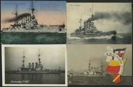 ALTE POSTKARTEN - SCHIFFE KAISERL. MARINE BIS 1918 S.M.S. Elsass, 4 Karten, Davon Eine Gebrauchte Aus Kiel - Warships