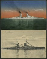 ALTE POSTKARTEN - SCHIFFE KAISERL. MARINE S.M.S. König , 2 Karten - Warships