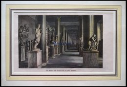 BERLIN: Der Götter- Und Heroen-Saal Im Alten Museum, Kolorierter Holzstich Um 1880 - Lithografieën