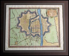 ELINGEN, Pr., Geometrischer Grundrißplan Der Stadt Aus Dem Jahre 1655, Kolorierter Kupferstich Von Pufendorf Aus `Sieben - Litografia