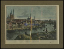 LÜBECK: Der Neue Elb-Travekanal, Kolorierter Holzstich Um 1880 - Lithografieën