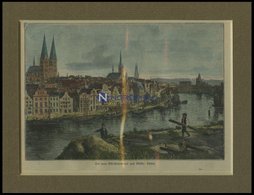 LÜBECK: Der Neue Elb-Travekanal, Kolorierter Holzstich Um 1880 - Litografia