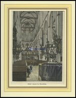 LÜBECK: Das Innere Der Marienkirche, Kolorierter Holzstich Von G. Schönleber Von 1881 - Lithografieën