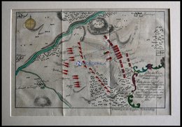 SANDERSHAUSEN, Plan Der Schlacht Vom 23.7.1758, Altkolorierter Kupferstich Bei Raspische Buchhandlung 1760 - Lithografieën