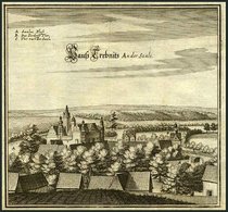 TREBNITZ An D. SAALE, Gesamtansicht, Kupferstich Von Merian Um 1645 - Lithographies