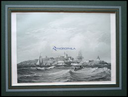 CHRISTIANSÖ (Christiansö), Gesamtansicht Vom Meer Aus Gesehen, Lithographie Mit Tonplatte Von Alexander Nay Nach C. Fred - Litografía