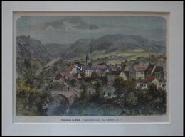 NIEDERBRONN/ELS., Gesamtansicht, Kolorierter Holzstich Nach Reinhardt Um 1880 - Litografia