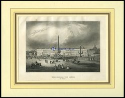 PARIS: Der Obelisk Von Luxor, Mit Hübscher Personenstaffage Im Vordergrund, Stahlstich Von B.I. Um 1840 - Lithographien