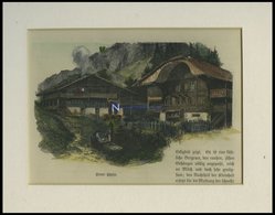 Berner Bauernhäuser, Kolorierter Holzstich Um 1880 - Lithografieën